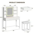 thumbnail image 4 of Bedroom Set - Includes Beige Queen Bed Frame and White Nightstands with LED Lights, White Lighted Vanity and Hall Tree for Modern Home Furniture Decor, 4 of 16