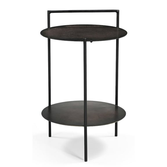 Benji Iron Side Table in Contemporary Dark Copper Patina