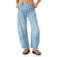 thumbnail image 5 of Women's  Mid Rise Baggy Boyfriend Jeans Vintage Wide Leg Barrel Denim Ankle Pants, 5 of 6