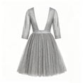 thumbnail image 7 of Karymi Spring Dresses for Women 2026 Glitter Mesh Cocktail Party Dress, Round Neck 3/4 Sheer Sleeve High Waist A-Line Knee Length Dress, Sparkly Tulle Evening Dress Summer Dress, 7 of 7