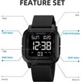 thumbnail image 5 of Men Digital Sports Watch Ultra-Thin Large Face Waterproof Wrist Watches for Men with Stopwatch Countdown Timer Alarm Function Dual Time LED Back Light, 5 of 13