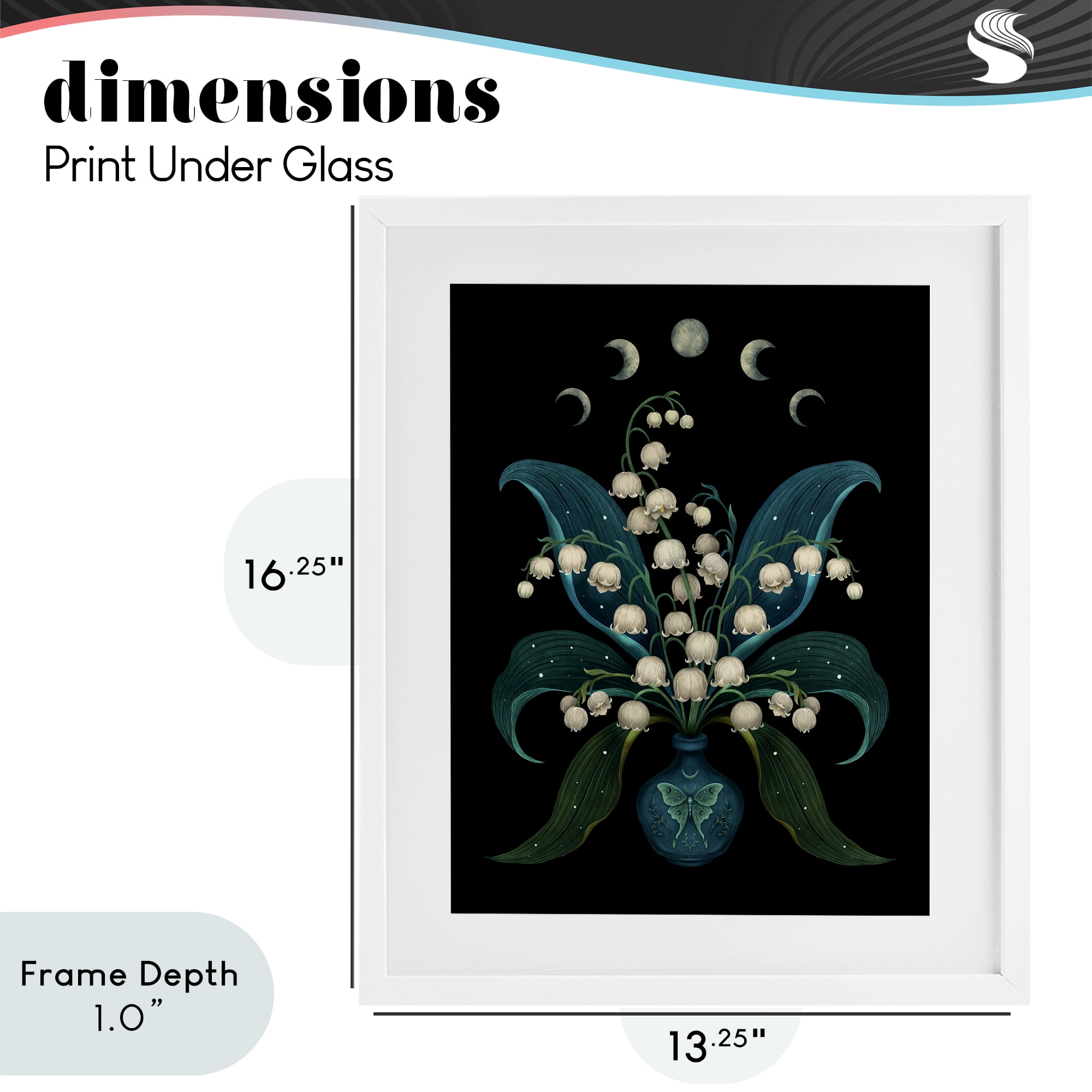 Stupell Industries Lunar Lily Of Valley White Framed Print Under Glass, design by Episodic Drawings