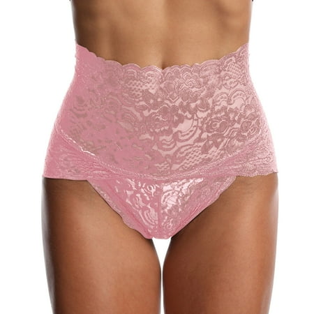 Pavied Tummy Control Underwear Seamless Underwear Plus Size Underwear Lace Mesh Transparent Women Underwear Plus Size High Waist Panty Panties High Waisted Underwear Womens Underwear Pink 3XL