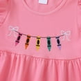 thumbnail image 4 of Quealent Toddler Baby Girl Back to School Dress Crayon Bow Embroidery Puff Sleeve Dresses Summer Clothes (Red, 2-3 Years), 4 of 9