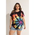 thumbnail image 2 of CASSIE LIZ Plus Size Shirts 5X Summer Tie Dye Womens Tops Colorful V Neck Fashion Short Sleeve Tee Psychedelic Print Loose Fit Tunics Spring Blouses Casual Slit Hem Pullovers 5XL 26W 28W, 2 of 6