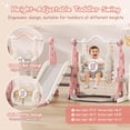 thumbnail image 3 of DKMOCO 6-in-1 Kids Slide and Swing Set with Basketball Hoop & Soccer Goal, Sturdy Indoor Outdoor Climber Playset, Multi-functional Playground Gift for Kids 1-3, Pink, 3 of 7