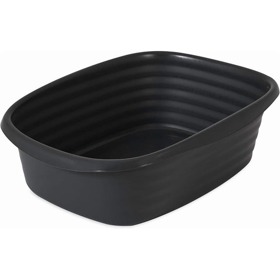 Arm & Hammer Plastic Open Top Cat Litter Box, Small Pan, Recycled Materials, Black
