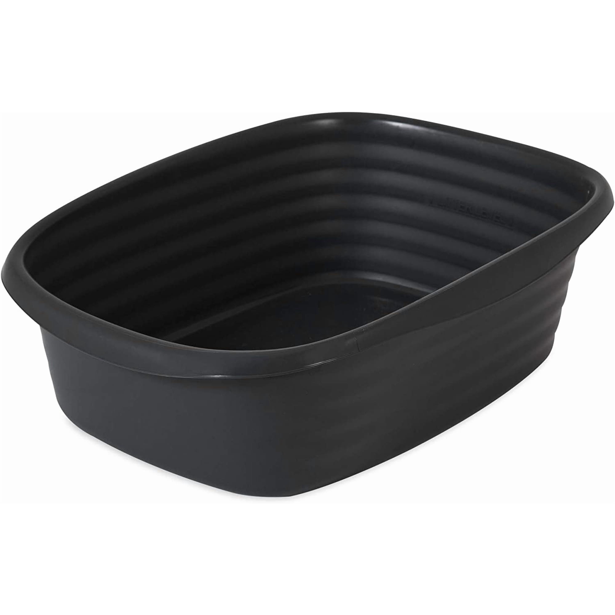 Arm & Hammer Plastic Open Top Cat Litter Box, Small Pan, Recycled Materials, Black