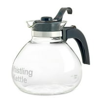 Glass Stove Top Whistling Tea Kettle, 12 Cup/48oz, German Made Borosilicate Glass