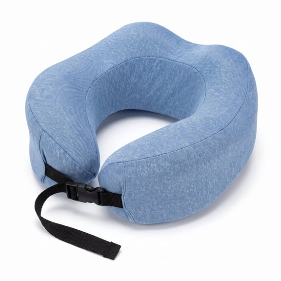 Reifier Memory Foam Travel Neck Pillow with Breathable Washable Cover, Blue