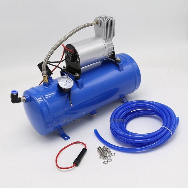 120PSI To 150PSI 12V Air Tyre Inflator Pump Compressor With 6L Tank For Air Horn Train Truck RV Tire With 500cm/16.4ft Hose ,Long Lasting