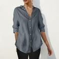 thumbnail image 4 of Juslio Womens Blouse Long Sleeve Shirts Plus Size Button Casual V Neck Tops Blouses Gray XXL, 4 of 9