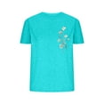 thumbnail image 3 of WREESH Womens Fashion T-Shirts Summer Comfortable Round Neck Printing Short Sleeve Tops Blouse T-Shirt Pullover Light Blue, 3 of 6