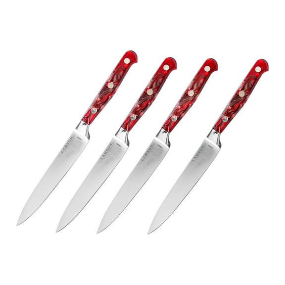 5" Premier Forged Steak Knives, 4-Piece Sets, Fine-Edge or Serrated - Fire, Fine Edge