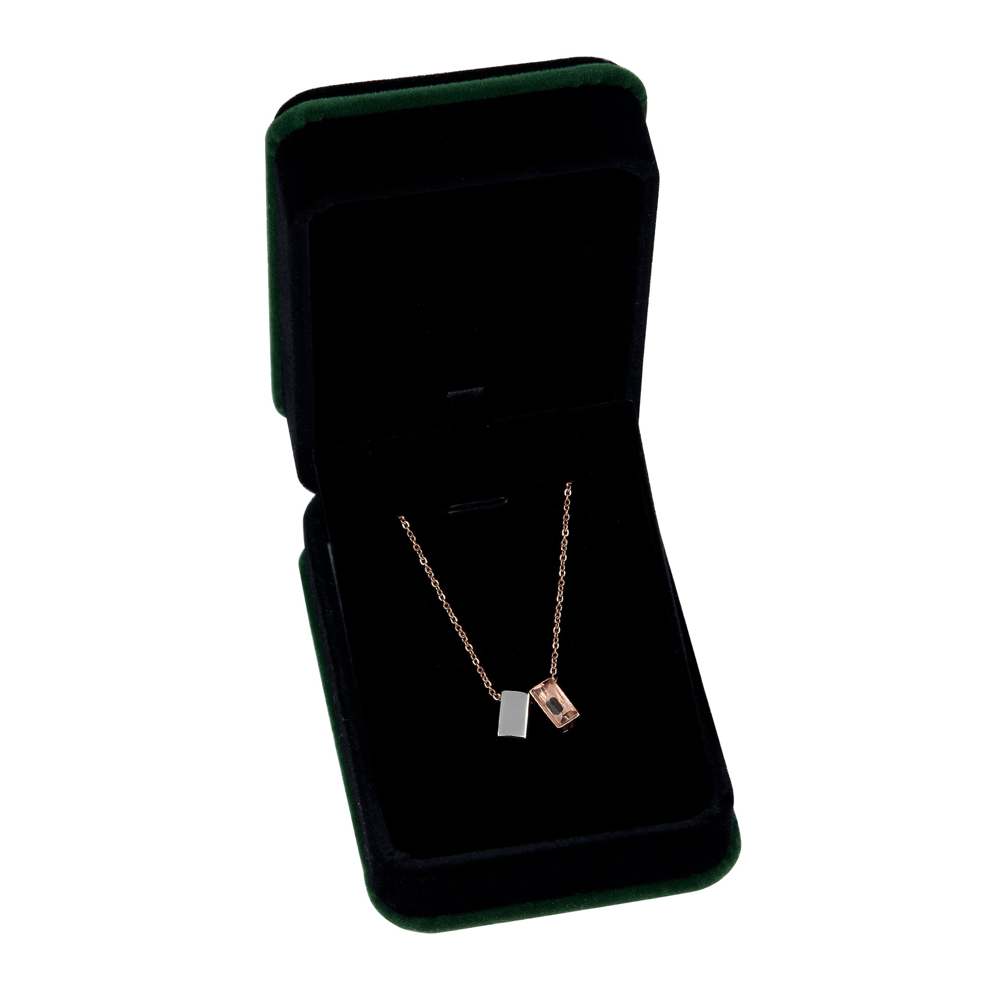 Anavia See You Cremation Necklace for Ashes, Mini See Through Urn Necklace, Mini Cube Cremation Pendant, Cremation Jewelry, Memorial Jewelry, Mini Urn-[Silver & Rose Gold]