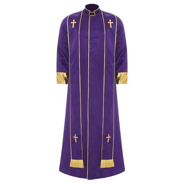 iiniim Homme Moine Médiéval Renaissance Prêtre Longue Robe Église Culte Halloween Fête Cosplay Costume Violet P
