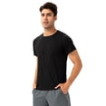thumbnail image 5 of Men's Athletic Shirts Big and Tall Short Sleeve Workout Shirt for Men Quick Dry Loose Fit Running T-Shirts（black）, 5 of 6