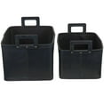 thumbnail image 6 of DecMode 19", 17"W Dark Blue Leather Handmade Storage Basket with Handles, 2-Pieces, 6 of 13