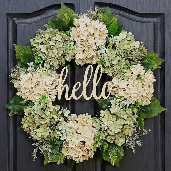 Esaierr Fall Spring Handmade Hello Wreath for Wreaths for Front Door,Indoor Outdoor Decor for All Seasons Holiday Housewarming Gift Home Decoration