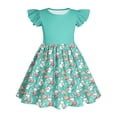 thumbnail image 6 of Girls Easter Dress Mint Green Easter Bunny Egg Print Dress Ruffle Sleeves A-Line Kids & Girls,Size 11-12 T, 6 of 6
