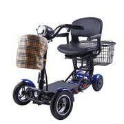 Rubicon Foldable All Terrain 4 Wheel Mobility Scooter -, 300lbs Max Weight, Long Range Power Extended Battery with Front and Rear Baskets Included