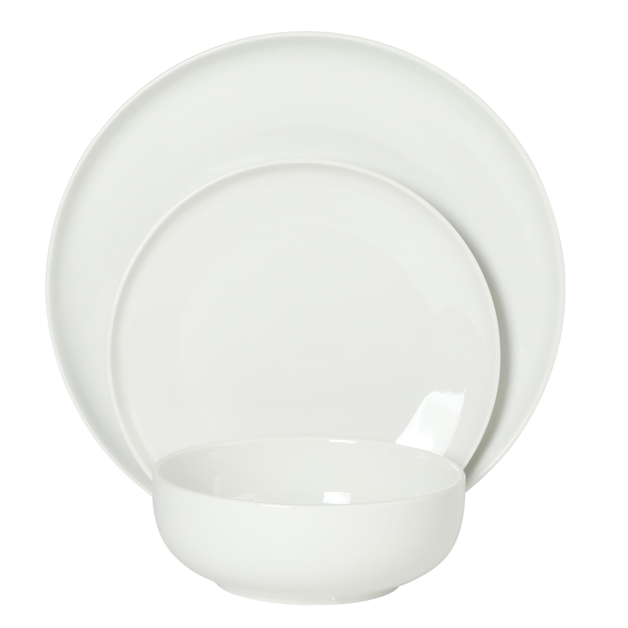 Gibson Home Havenstone 12-Piece Porcelain Dinnerware Set – Dinner Plates, Salad Plates & Bowls, Classic White Everyday Dish Set for Home, Kitchen, Microwave & Dishwasher Safe