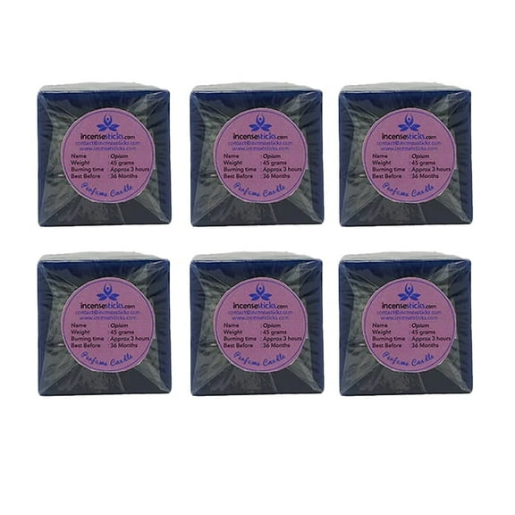 Scented Square Candle, 45g, 6 Pack, Opium Fragrance, 2 to 3 hrs Burn Time per candle