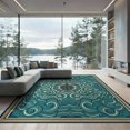 thumbnail image 2 of ODIKA Ocean Turtle Main Symmetrical Wave Motifs Map Nautical Border for King Size Bedroom, Master Suite, Under Bed, Foldable Easy Care, 2 of 7