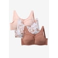 thumbnail image 2 of Comfort Choice Women's Plus Size 3-Pack Cotton Wireless Bra, 2 of 6