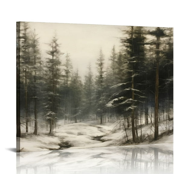 ONETECH  Forest Wall Art Pine Tree Landscape Canvas Prints Posters Nature Winter Scene Pictures Wall Decor Farmhouse Christmas Living Room Wall Art