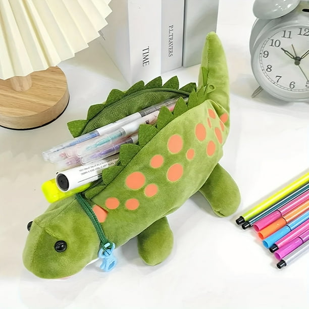 Cute dinosaur plush pencil case perfect for organizing and storing learning supplies and stationery