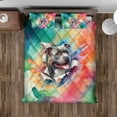 thumbnail image 4 of Funny Watercolor Adorable Pitbull Peeking Through Torn Paper Effect Quilt Bedding Set Terrier Dog Lover 1 Blanket Bed Cover 2 Pillowcases - 00026, 4 of 5