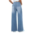 thumbnail image 5 of Weikingp Womens Wide Leg Jeans，Tummy Control Jeans Baggy Jean For Women High Rise Wide Leg Jeans High Waisted Jeans Stretchy Wide Leg Jeans For Women Blue 2XL, 5 of 9