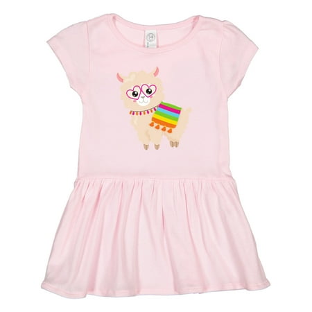 

Inktastic Mexican Llama Cute Llama Cute Alpaca Glasses Gift Toddler Girl Dress