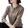 thumbnail image 5 of Suéter de punto para mujer, con capucha, suelto, de manga larga, para otoño e invierno, suéter con capucha, camisa básica, 5 of 5