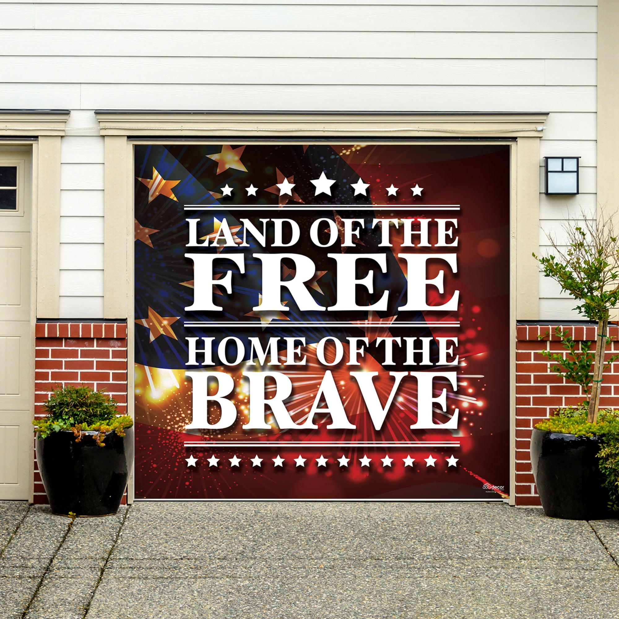 7' x 8' Red and Gold Flag Single Car Garage Door Banner