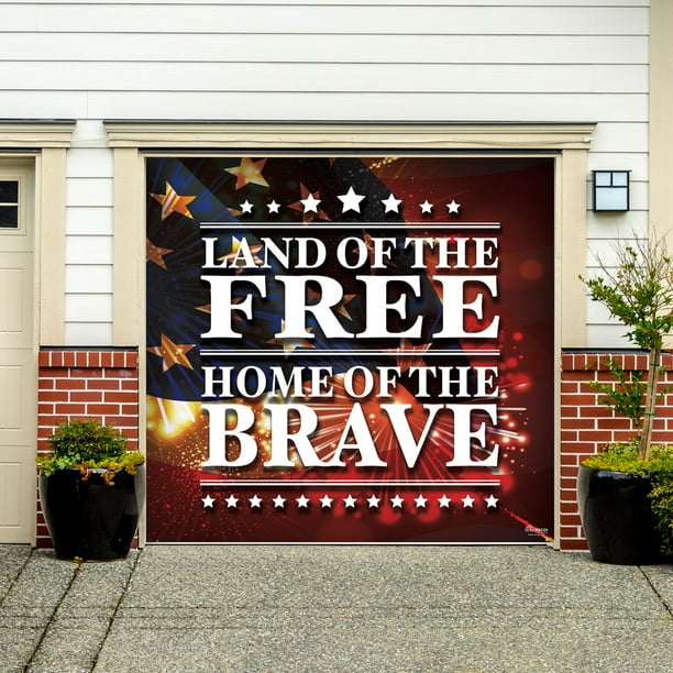 7' x 8' Red and Gold Flag Single Car Garage Door Banner