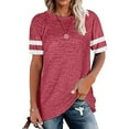 thumbnail image 3 of Mittory Women Summer Casual Shirts Short Sleeve Striped Tunic Tops Crew Neck Tee Tshirt Blouses, 3 of 5