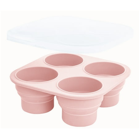 FEOYA Baby Food Storage Container Silicone ice lattice mold infant Food Freezer Tray with Lid 4 Compartments for Homemade Baby Food Breast Milk Vegetable Fruit Purees