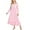 Pink, variant on Women Blue Nightgown Classic Nightwear Long Sleeve Retro Pajama Dress Soft Cotton Loungewear with Pockets