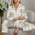 thumbnail image 6 of Haiem Gold Snowflake Pattern Women’s Long-sleeve Sleepwear,Sleepwear Set,2-piece Loungewear Set,Soft PJs Comfy Nightwear with Pockets-Large, 6 of 7