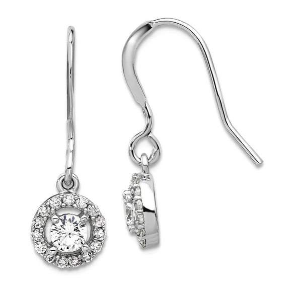 925 Sterling Silver Halo Cubic Zirconia Long Drop Dangle Earrings 25.75x8.15mm Wide Dangle Earring for Women