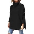 thumbnail image 6 of Women's Turtleneck Oversized Sweaters 2023 Fall Long Batwing Sleeve Spilt Hem Tunic Pullover Sweater Knit Tops, 6 of 11