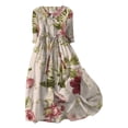 thumbnail image 1 of Pisexur Robe d'Automne pour Femme 2024 Mode Robe de Retour à la Maison à Imprimé Floral Manches Courtes Col Rabattu Robe Maxi Décontractée Fluide Tunique à Col en V Boutonnée avec Cordon Robe de Vacances Robe Grande Taille P-4TG, 1 of 3