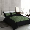 thumbnail image 2 of DNG Creations 1 Piece Two Tone Pinch Pleated Duvet Cover With Zipper Closure & Corner Ties 100% Egyptian Cotton ( Solid Black/ Moss - California King ), 2 of 3