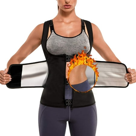 

Nebility Sauna Suit for Women Sweat Waist Trainer Vest Slimming Body Shaper Zipper Adjustable Waist Trimmer Belts