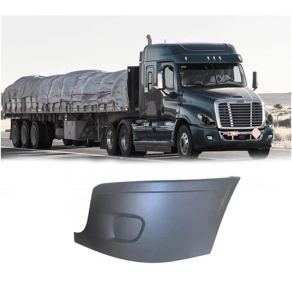 Front Bumper End Cap w/o Fog Light Cutout Compatible with Freightliner Cascadia (2008-2018) - Grey Left Driver Side Bumper End Cap Reinforcement Replaces OEM 21-27300-000