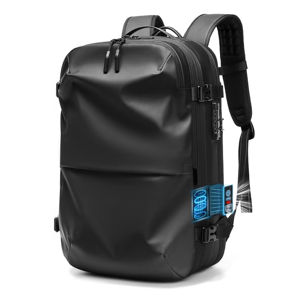 Somago Vacuum Backpack One -Click Vacuum Extraction, Expandable 60L Travel Backpack Airback Backpack With TSA Lock, Fir For 17"Laptop Expandable Carry On Backpack(Black)