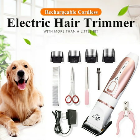 11Pcs Professional 5-Speed Mute Electric Pet Dogs Hair Trimmers Electric Rechargeable Shaver DIY for Pet Cat Hair Clipper Cordless Grooming Trimmer Scissors Cutting Machine