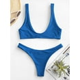 thumbnail image 3 of ZAFUL for Women High Cut Scoop Neck Bikini Set Dodger Blue M, 3 of 6